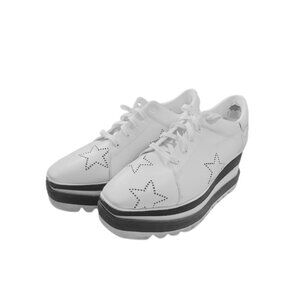 Stella McCartney Elyse Star Platform Sneakers White Lace Up Black Stripe Sole